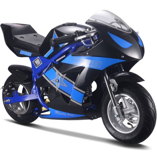 Mototec pocket bike blue mini motorcycle powered ride-on